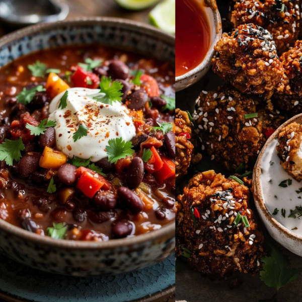 MEXICAN BLACK BEAN STEW with Crunchy Cauliflower Wings