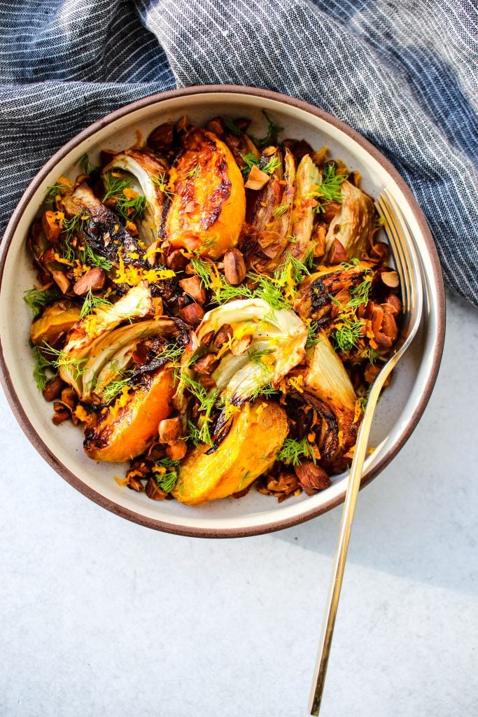 BRAISED FENNEL, SWEET POTATO, & BUTTERNUT IN AN ORANGE FENNEL& MAPLE DRESSING