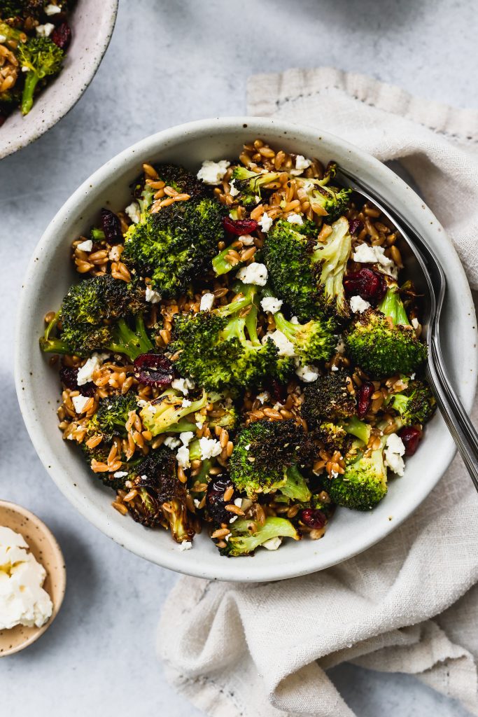 ROASTED BROCCOLI SALAD WITH CHICKPEAS & FETA