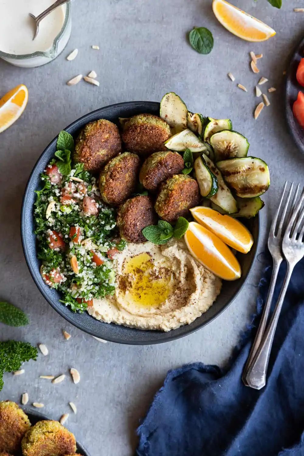 FALAFEL BOWL with Quinoa Tabouli and Hummus- Vegan