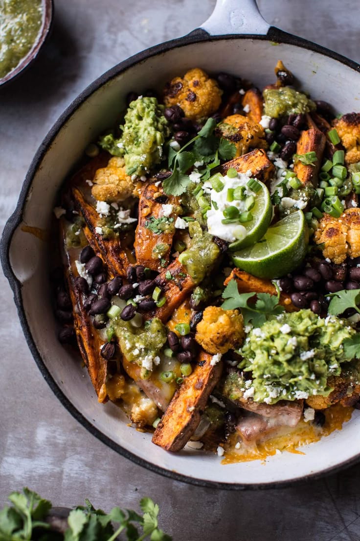 MEXICALI ROAST SWEET POTATO & BLACK BEANS with Green Chili Salsa - Vegan