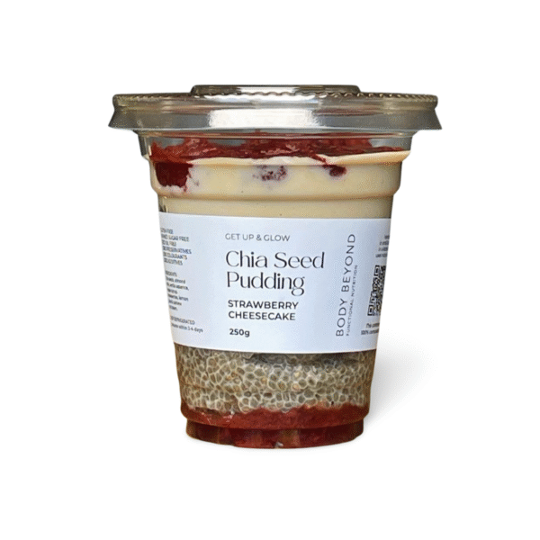 GET UP & GLOW CHIA SEED PUDDING - STRAWBERRY CHEESECAKE