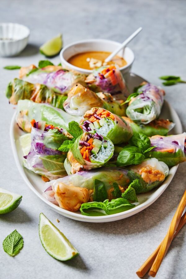 VIETNAMESE SPRING ROLLS with Peanut Satay - VEGAN