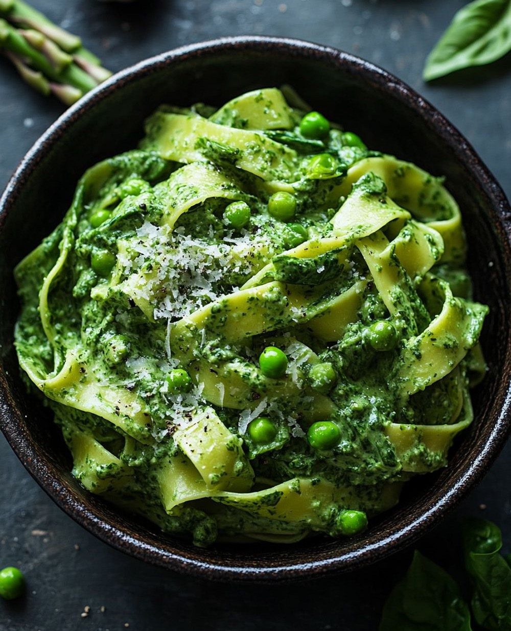 SPINACH, PEA & BASIL FETTUCINE