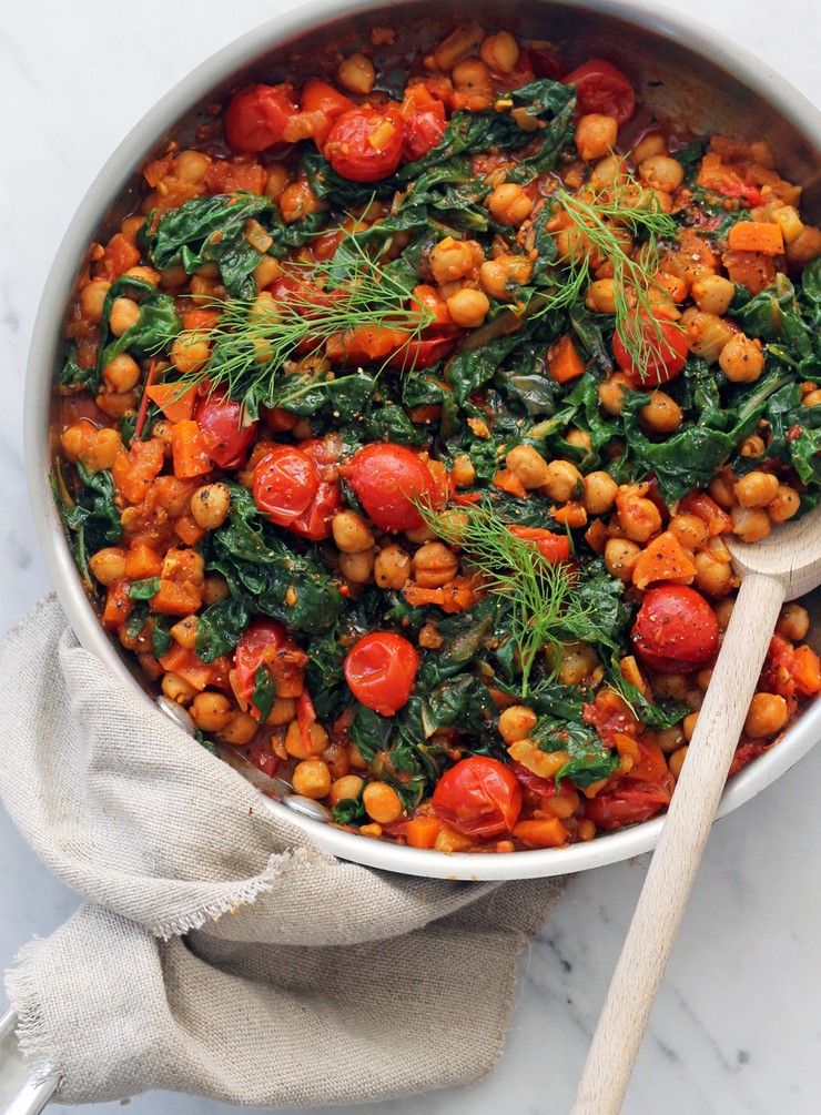 SPANISH CHICKPEA STEW w/ Charred Broccoli and Toasted Almond Quinoa - VEGAN