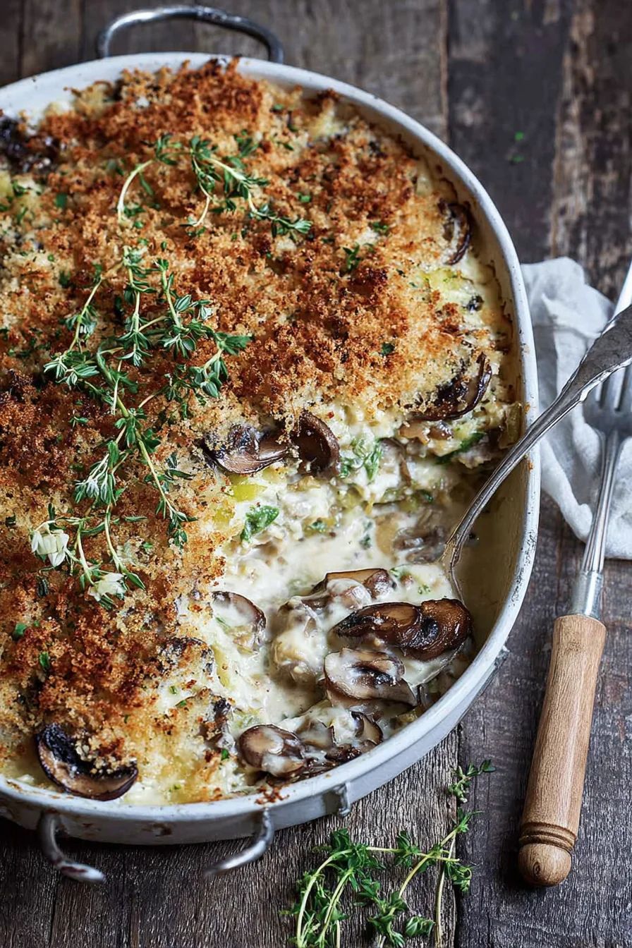 MUSHROOM, LEEK & SPINACH BAKE with Truffle Oil - VEGETARIAN