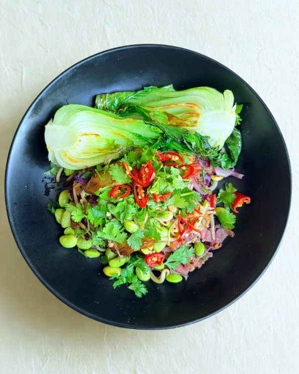 Asian Stir-fry with Mushrooms & Edamame & Bok Choy
